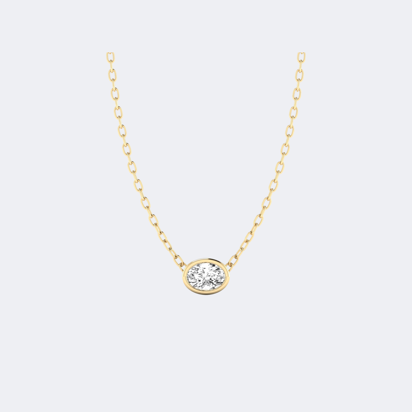 0.20CTW Oval Bezel-Set Diamond Solitaire Necklace