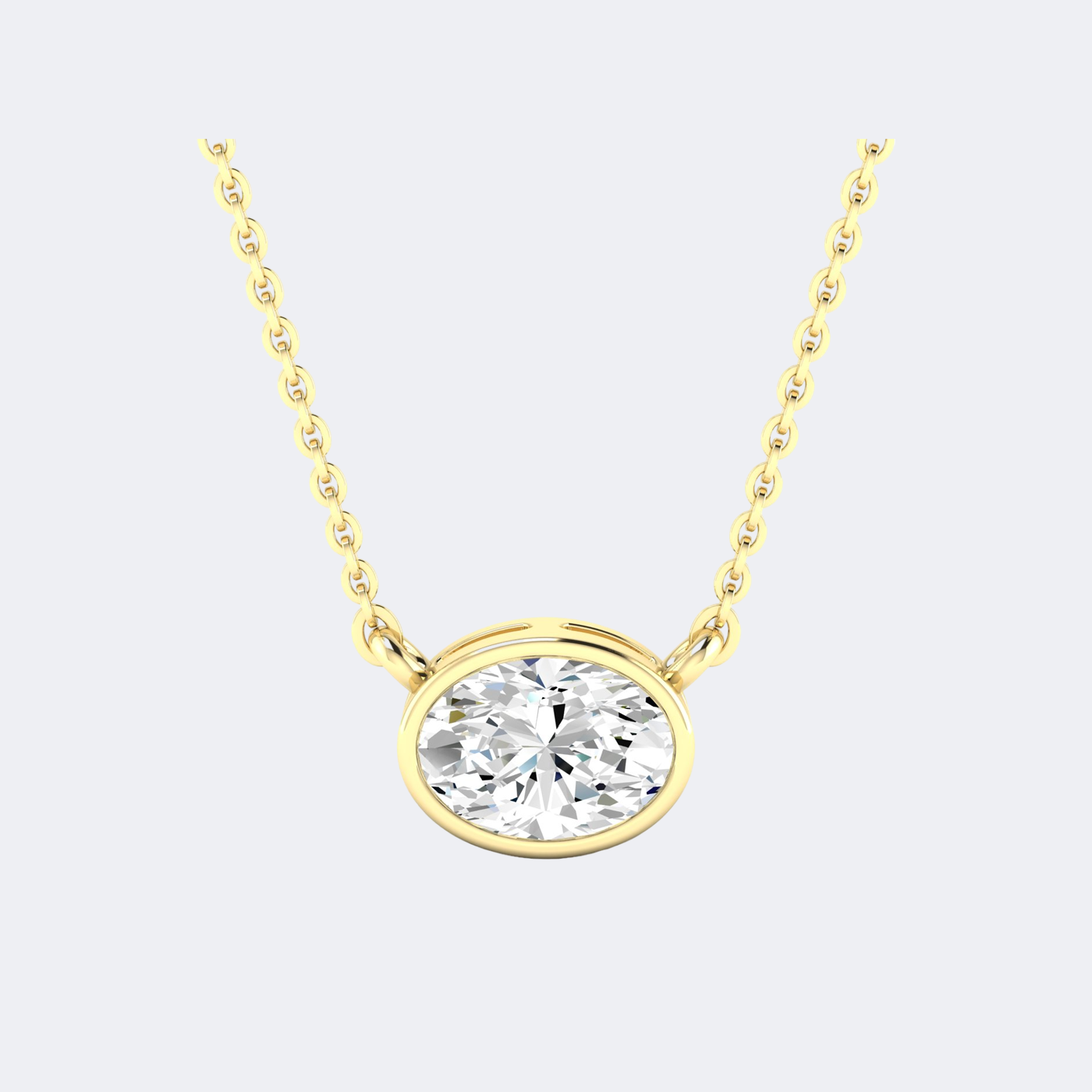 0.50CTW Oval Bezel-Set Diamond Solitaire Necklace