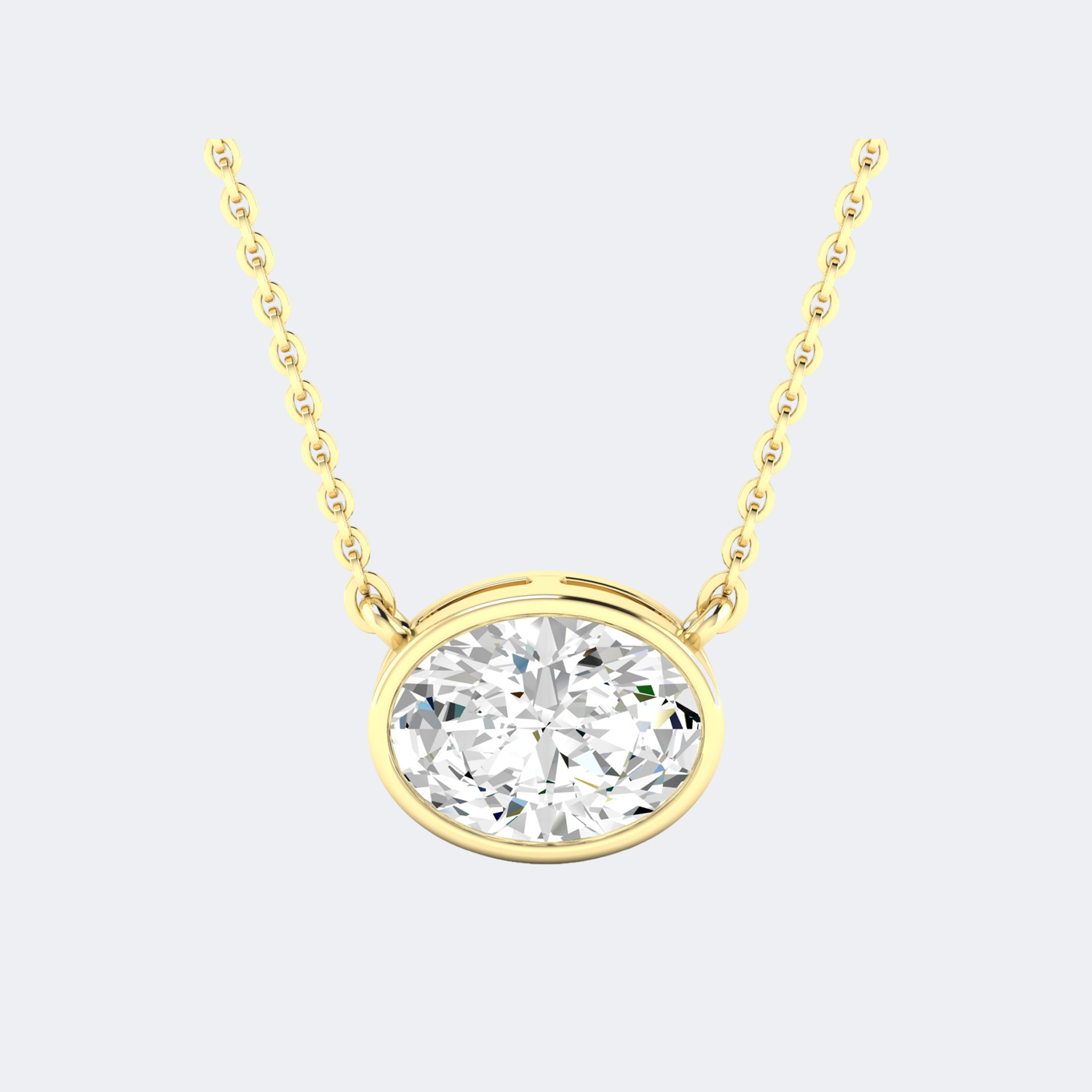 1.00CTW Oval Bezel-Set Diamond Solitaire Necklace