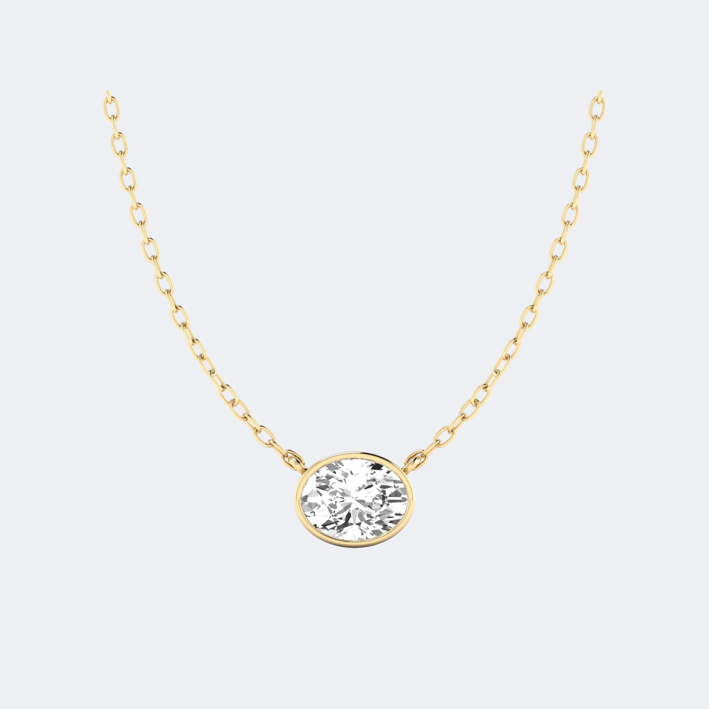 1.50CTW Ovel Bezel-Set Diamond Solitaire Necklace