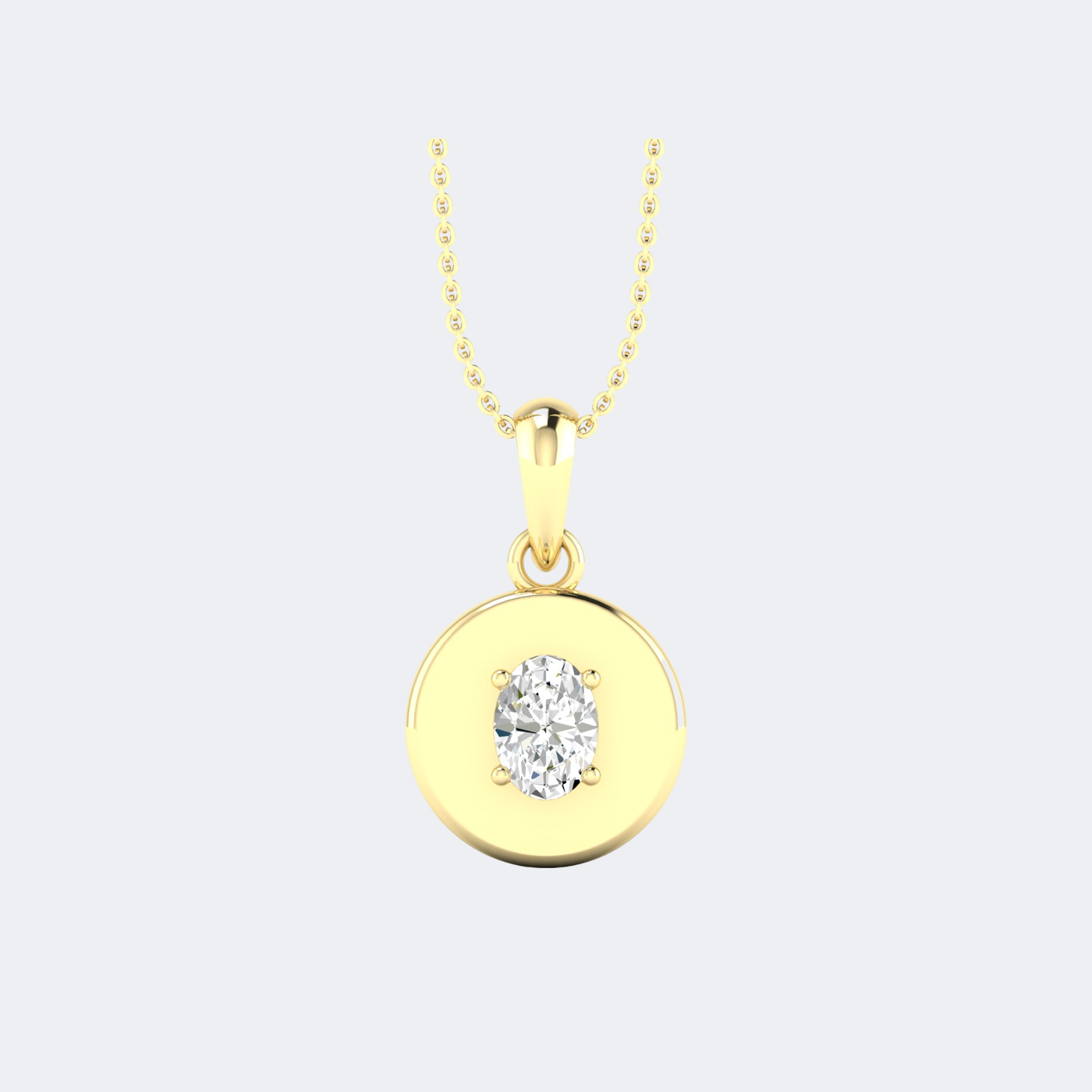 0.50CTW Oval Prong-Set Diamond Solitaire Necklace