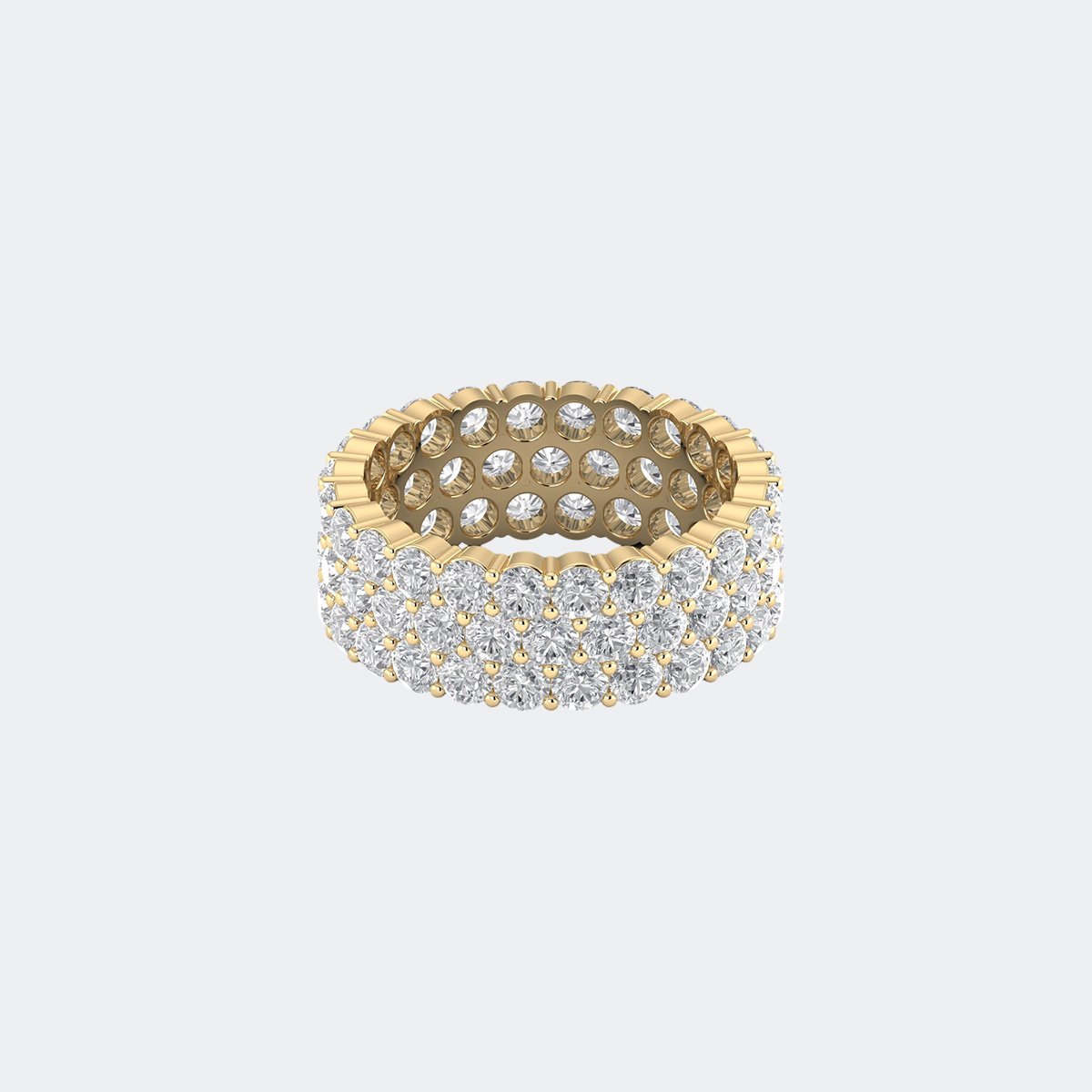 4.70CTW Round Cut Pave Set Triple Row Eternity Ring