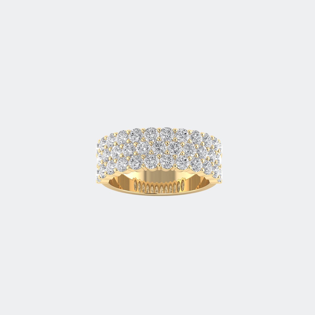2.30CTW Round Cut Pave Set Triple Row Statement Ring