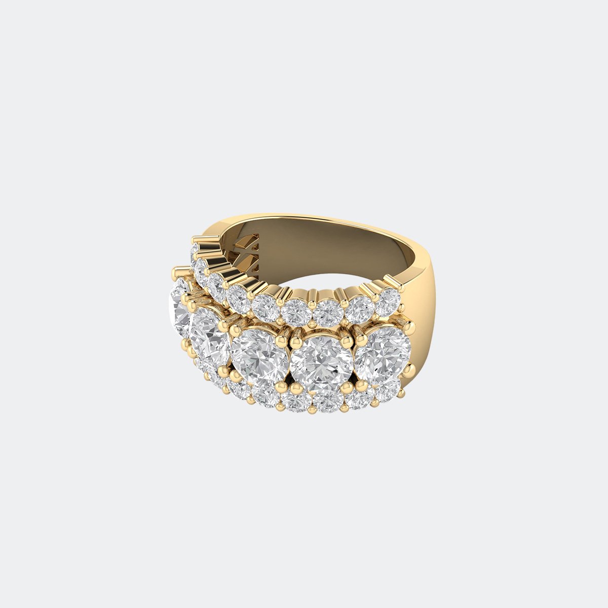 5.00CTW Round Cut Pave Prong Set Multi-Row Statement Ring