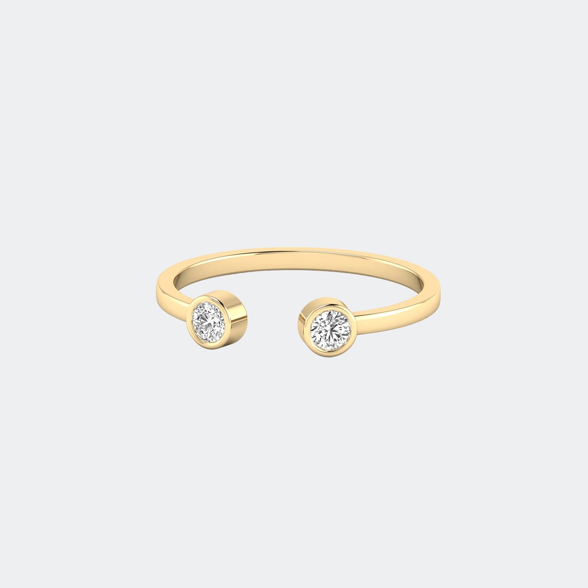0.20CTW Round Bezel Two-Stone Cuff Setting Minimalist Ring