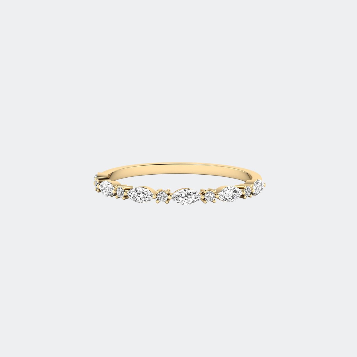 0.25CTW Marquise & Round Scatter Prong Setting Minimalist Ring