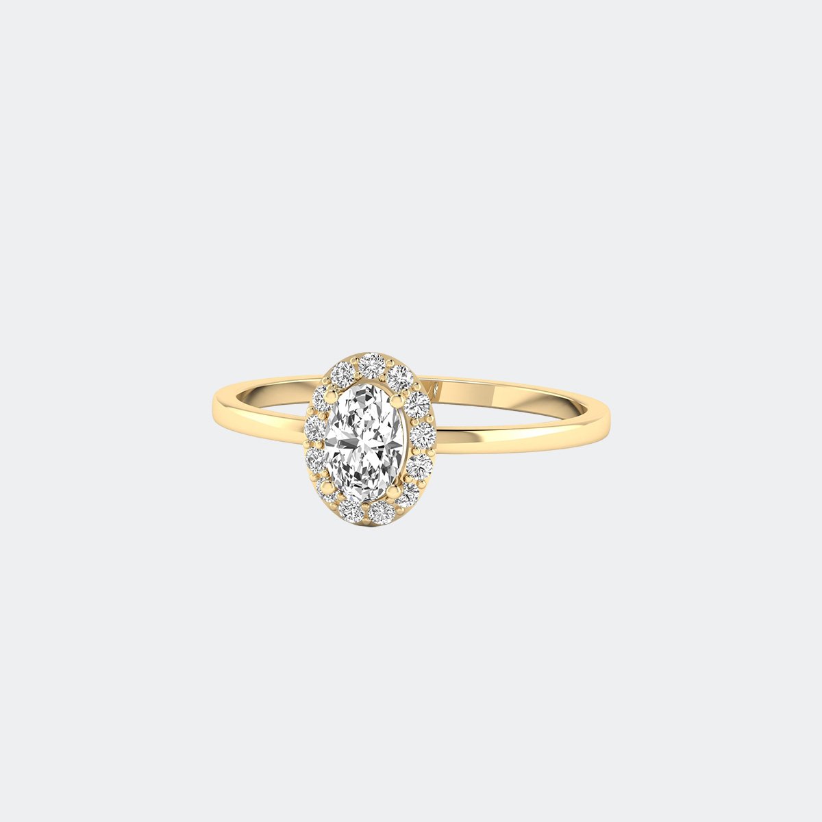 0.60CTW Oval Round  Halo Solitaire Setting Minimalist Ring