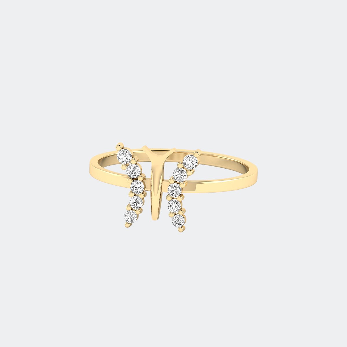 0.30CTW Round Butterfly Cluster Setting Minimalist Ring