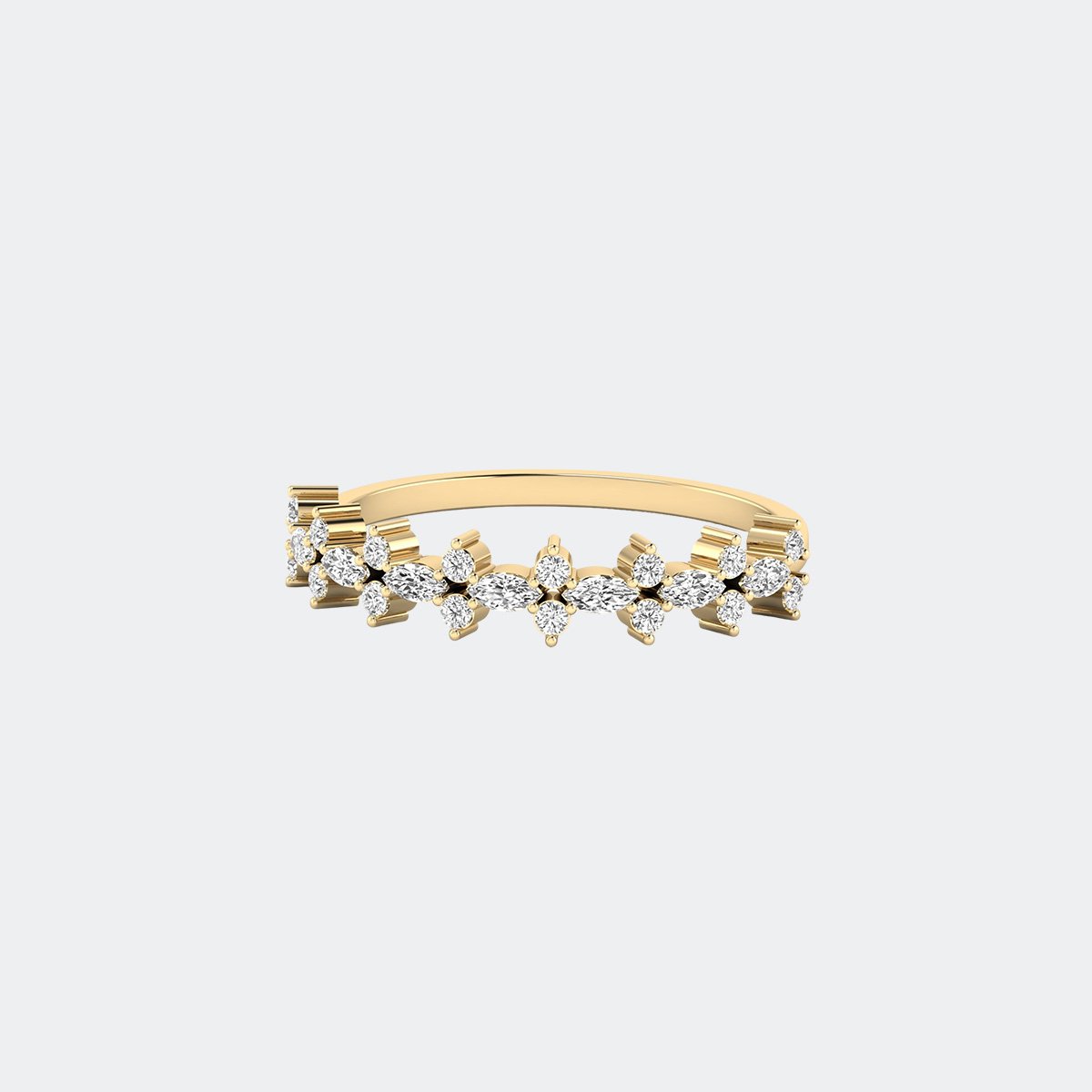 0.35CTW Marquise & Round Scatter Cluster Setting Minimalist Ring