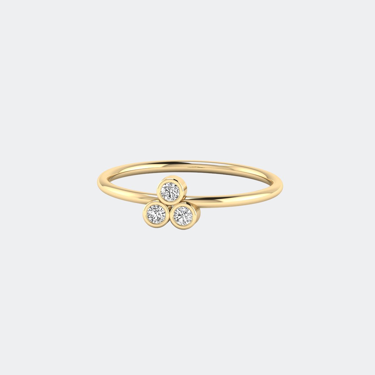 0.20CTW Round Bezel Three-Stone Setting Minimalist Ring