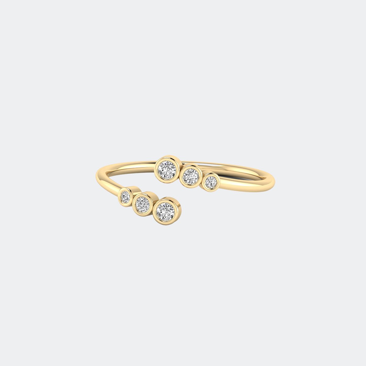 0.15CTW Round Bezel Open Cluster Setting Minimalist Ring