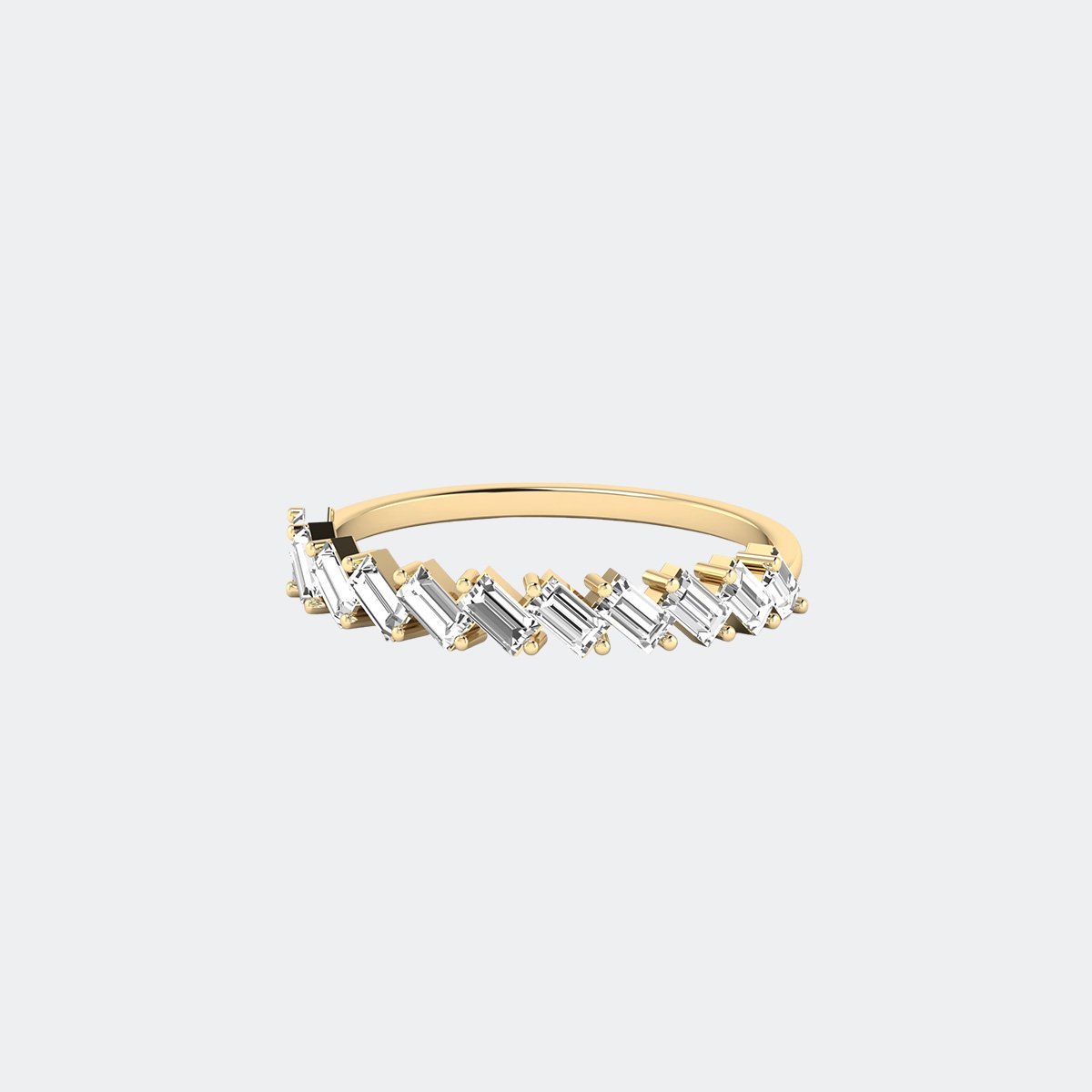 0.50CTW Baguette Zigzag Half Eternity Setting Minimalist Ring