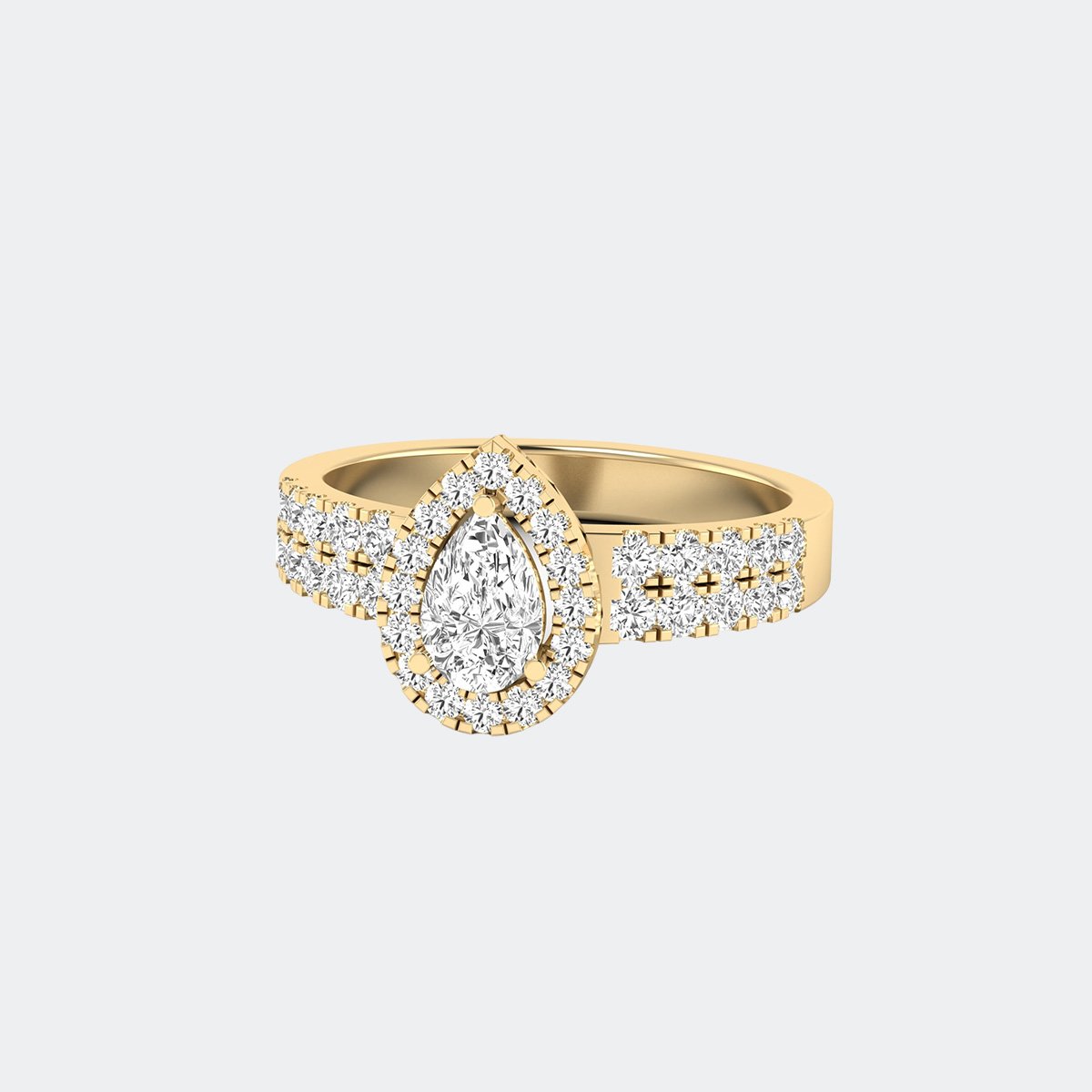 1.15CTW Pear Cut Solitaire Ring - Halo Double Pav?
