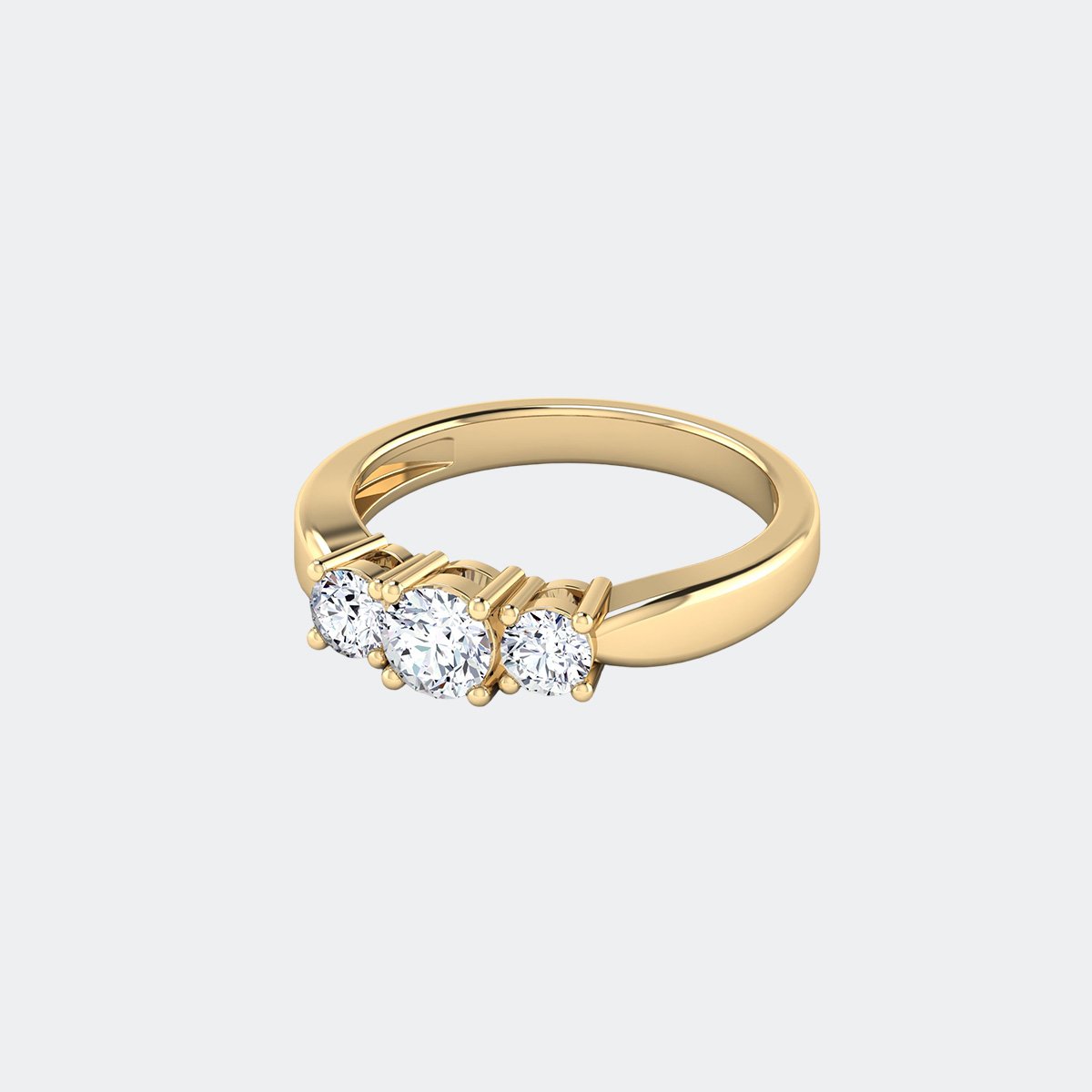 1.00CTW Three Stone Round Solitaire Diamond Ring