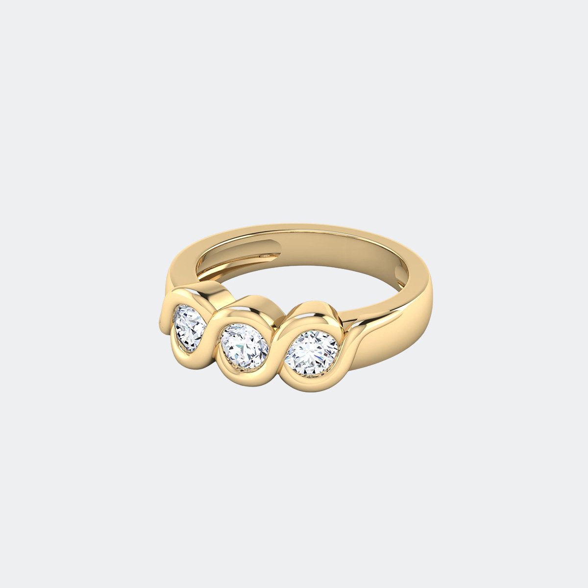 0.70CTW Three Stone Round Solitaire Bezel set Diamond Ring