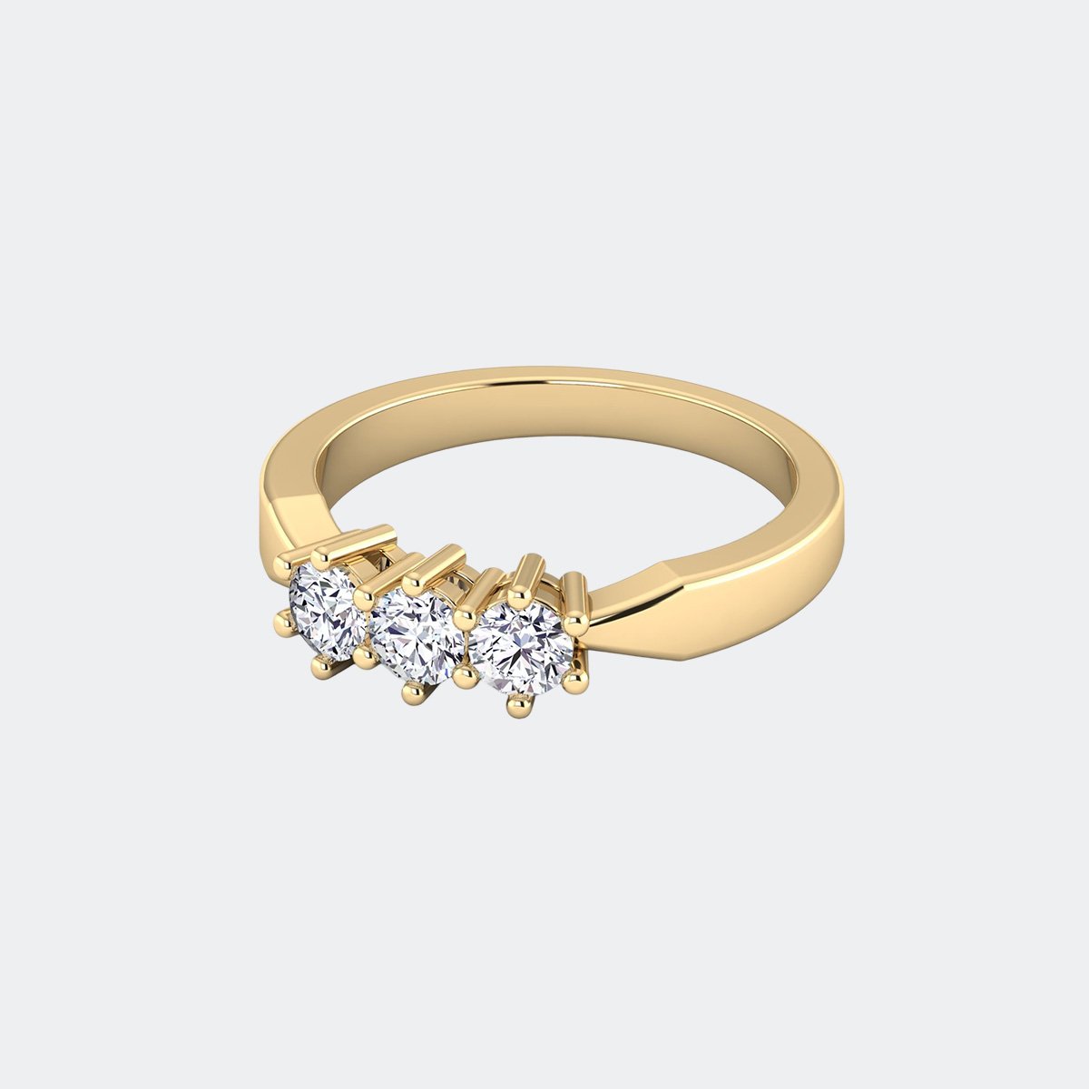 0.70CTW Three Stone Round Solitaire Prong set Diamond Ring