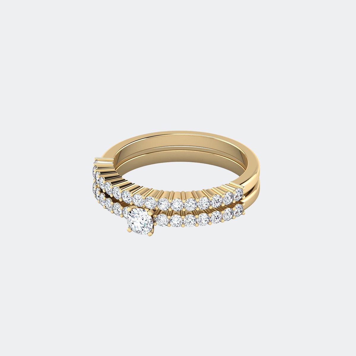 0.80CTW Round Solitaire Ring - Double Pav? Row