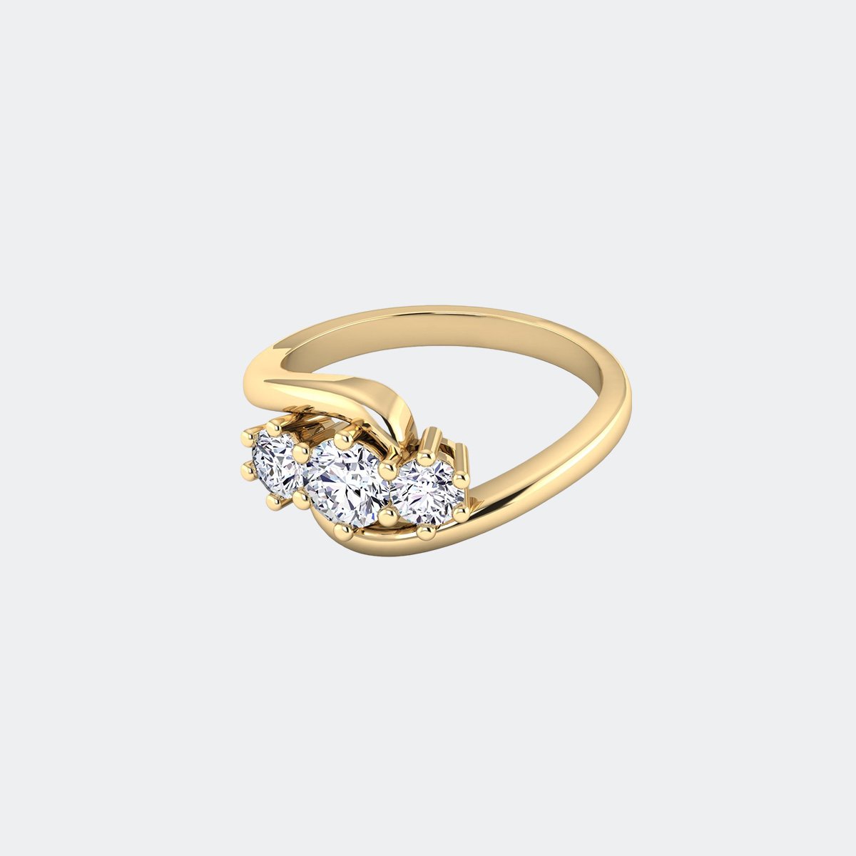 1.00CTW Three Stone Round Solitaire Prong set Diamond Ring