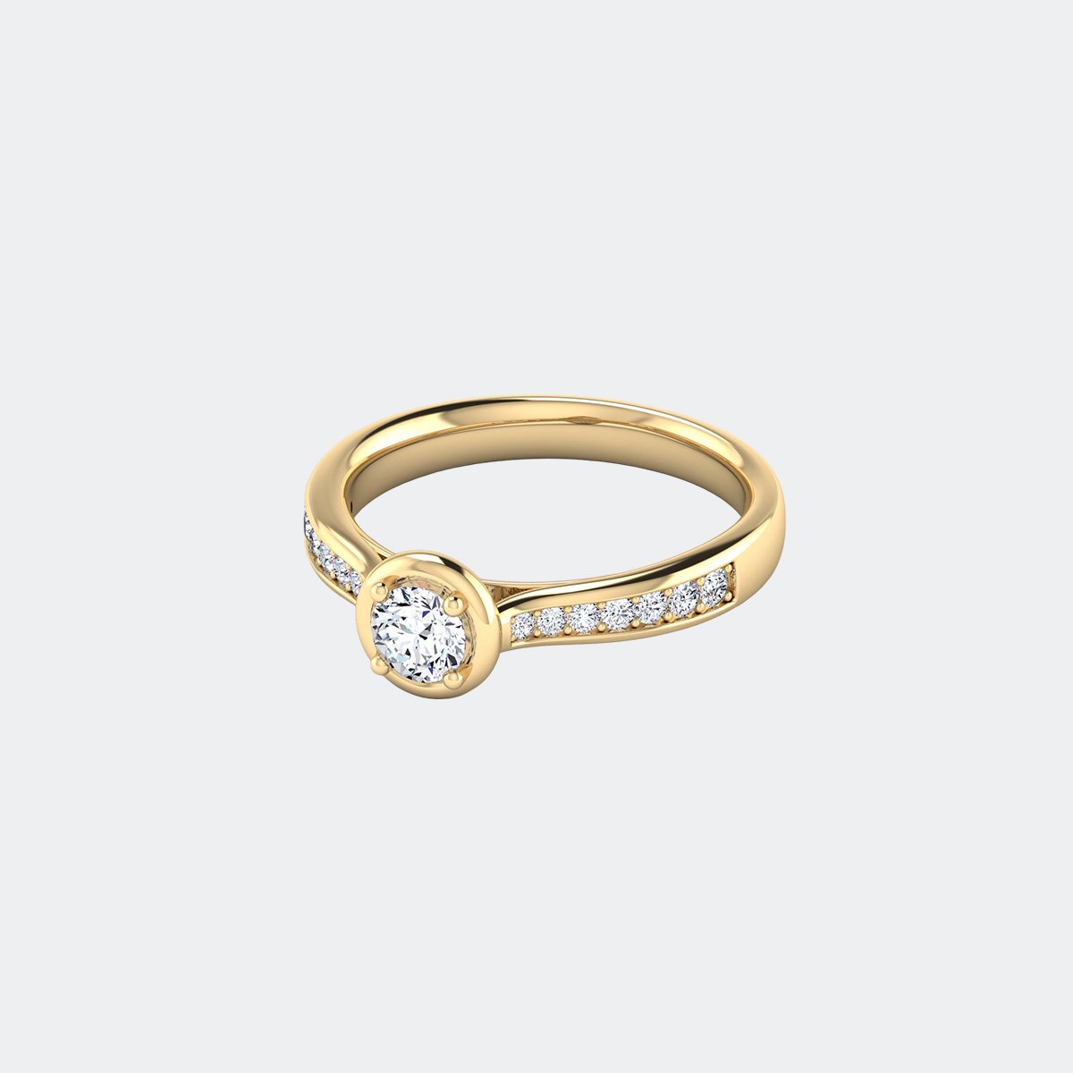 0.55CTW Round Solitaire Ring - Half-Bezel Channel
