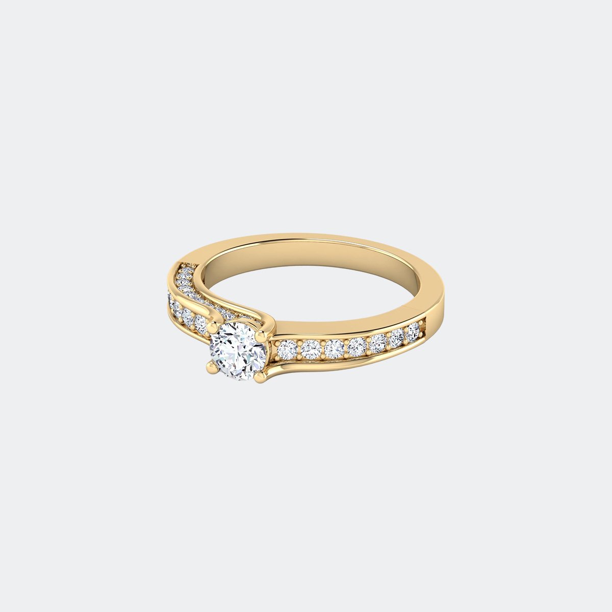 1.00CTW Round Solitaire Ring - Sweeping Channel