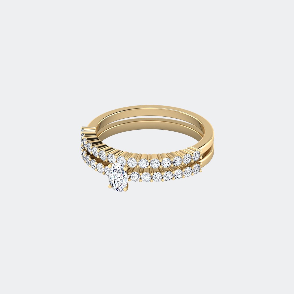 0.85CTW Oval Cut Solitaire Ring - Double Pav? Row