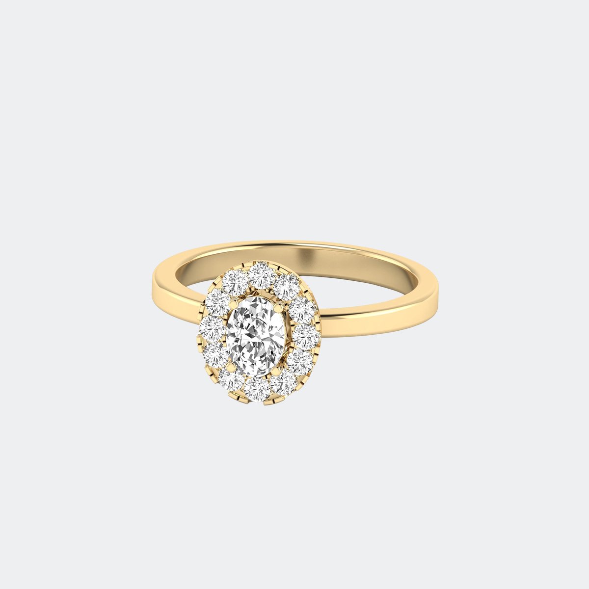 0.80CTW Oval Cut Solitaire Ring - Halo Simple Band