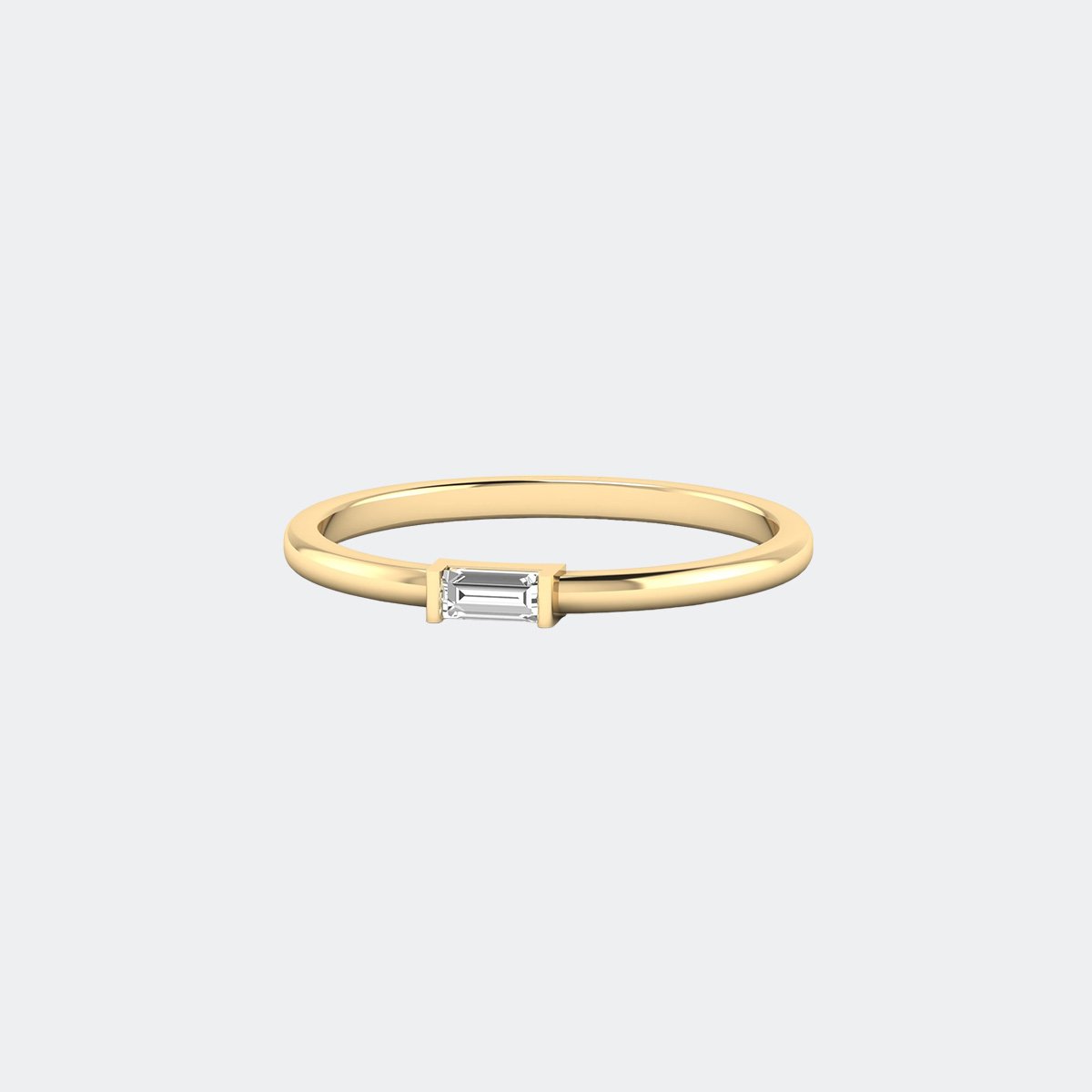 0.10CTW Baguette Bezel Solitaire Setting Minimalist Ring