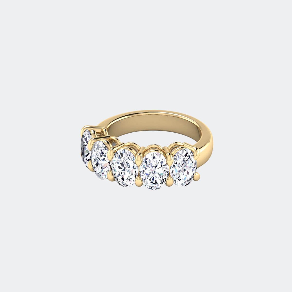 3.75CTW Oval Cut Prong Set Five-Stone Band Ring