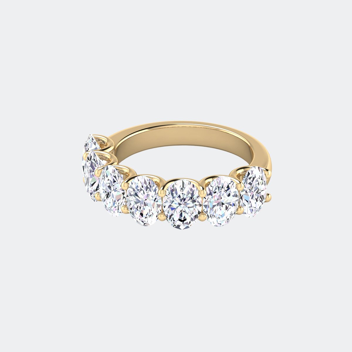 5.25CTW Oval Cut Prong Set Half-Eternity Ring