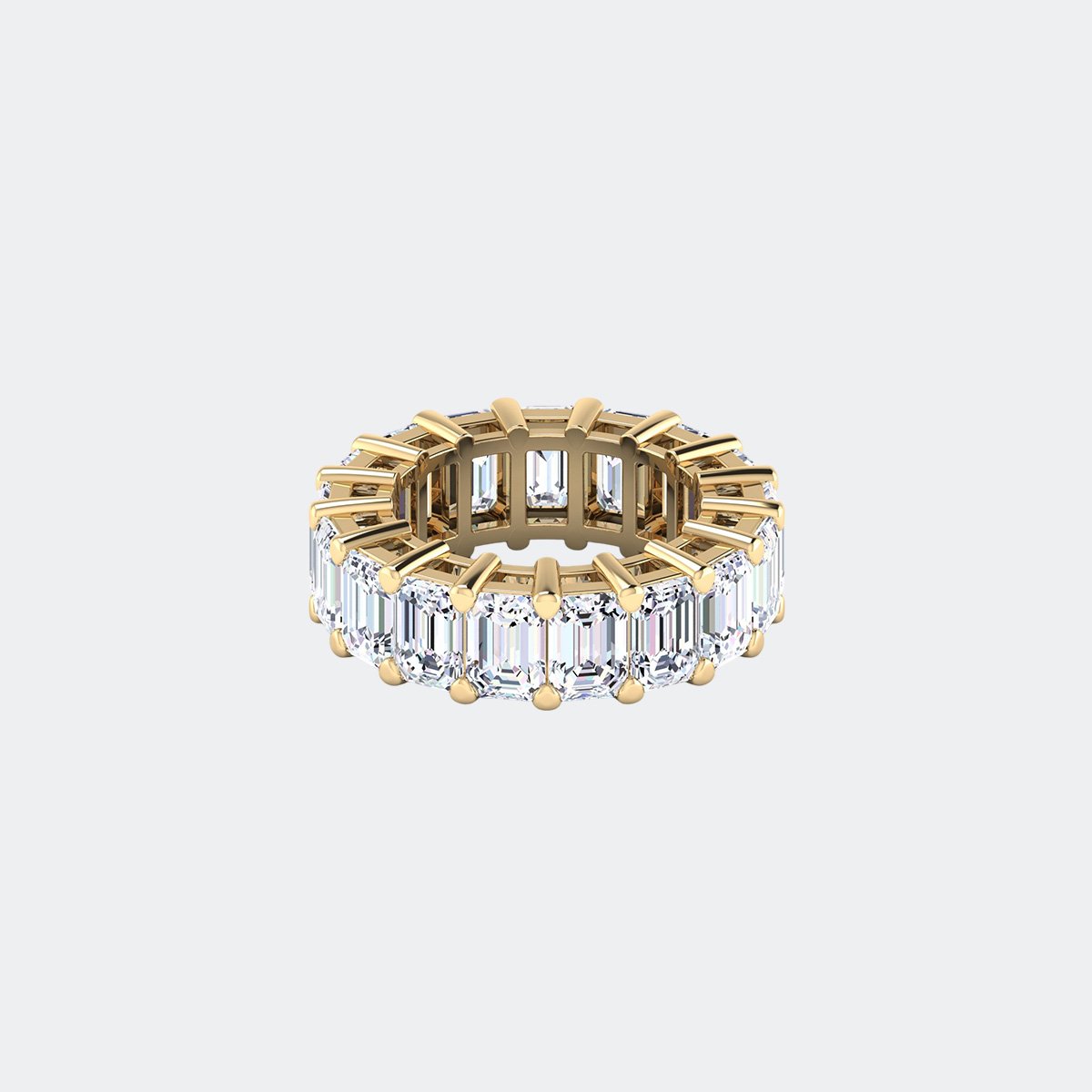 13.60CTW Emerald Cut Bar Set Wide Eternity Ring
