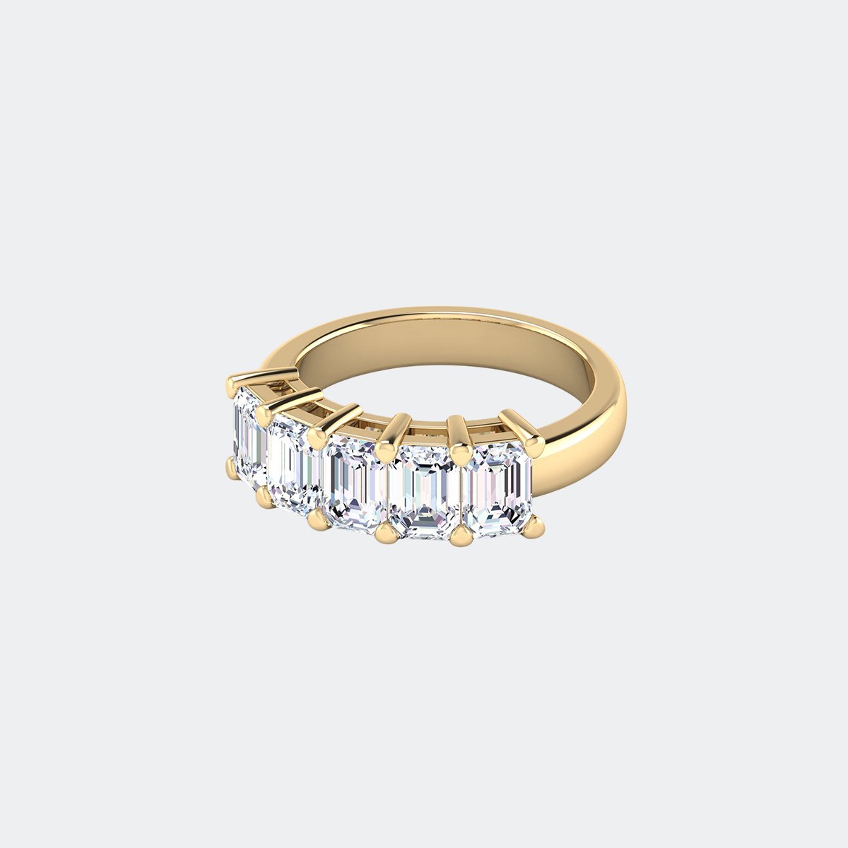 2.50CTW Emerald Cut Prong Set Five-Stone Band Ring