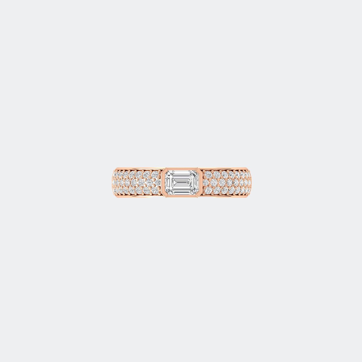 1.00CTW Emerald Solitaire Pave set Diamond Ring