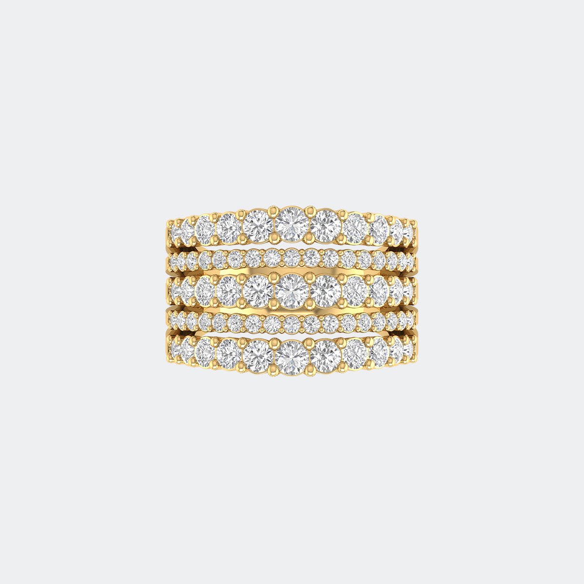 3.10CTW Round Cut Prong Set Multi-Row Statement Ring