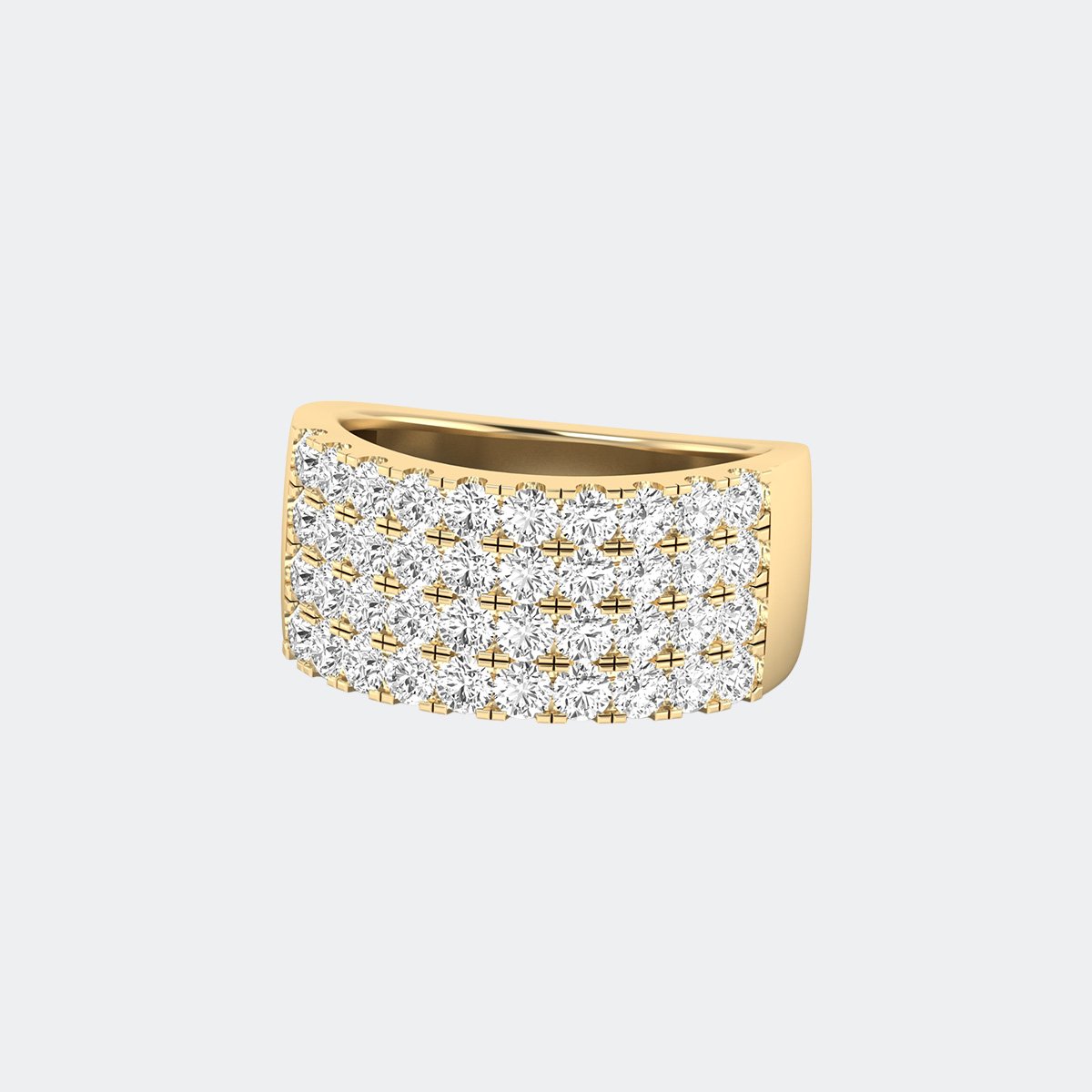 2.00CTW Round Cut Pave Set Triple Row Statement Ring