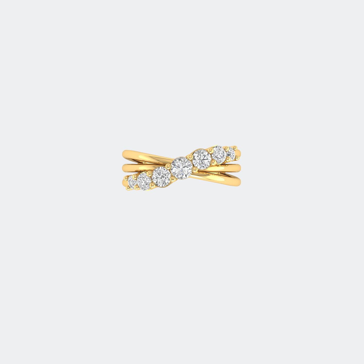 1.00CTW Round Cut Prong Set Seven-Stone Crossover Ring