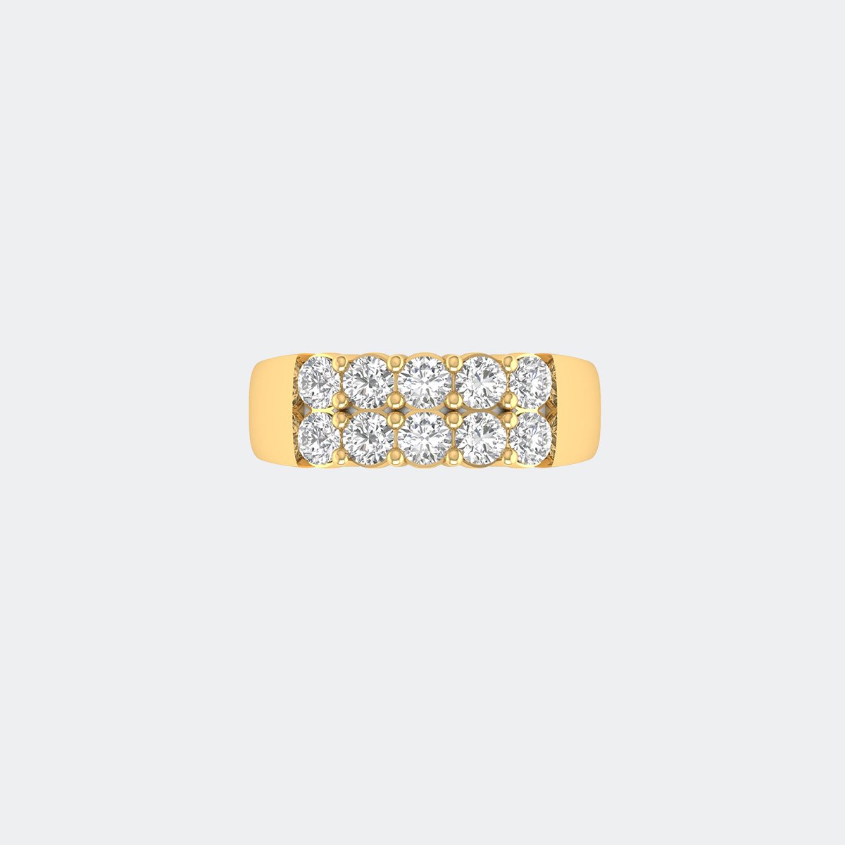 1.55CTW Round Cut Cluster Set Double Row Statement Ring