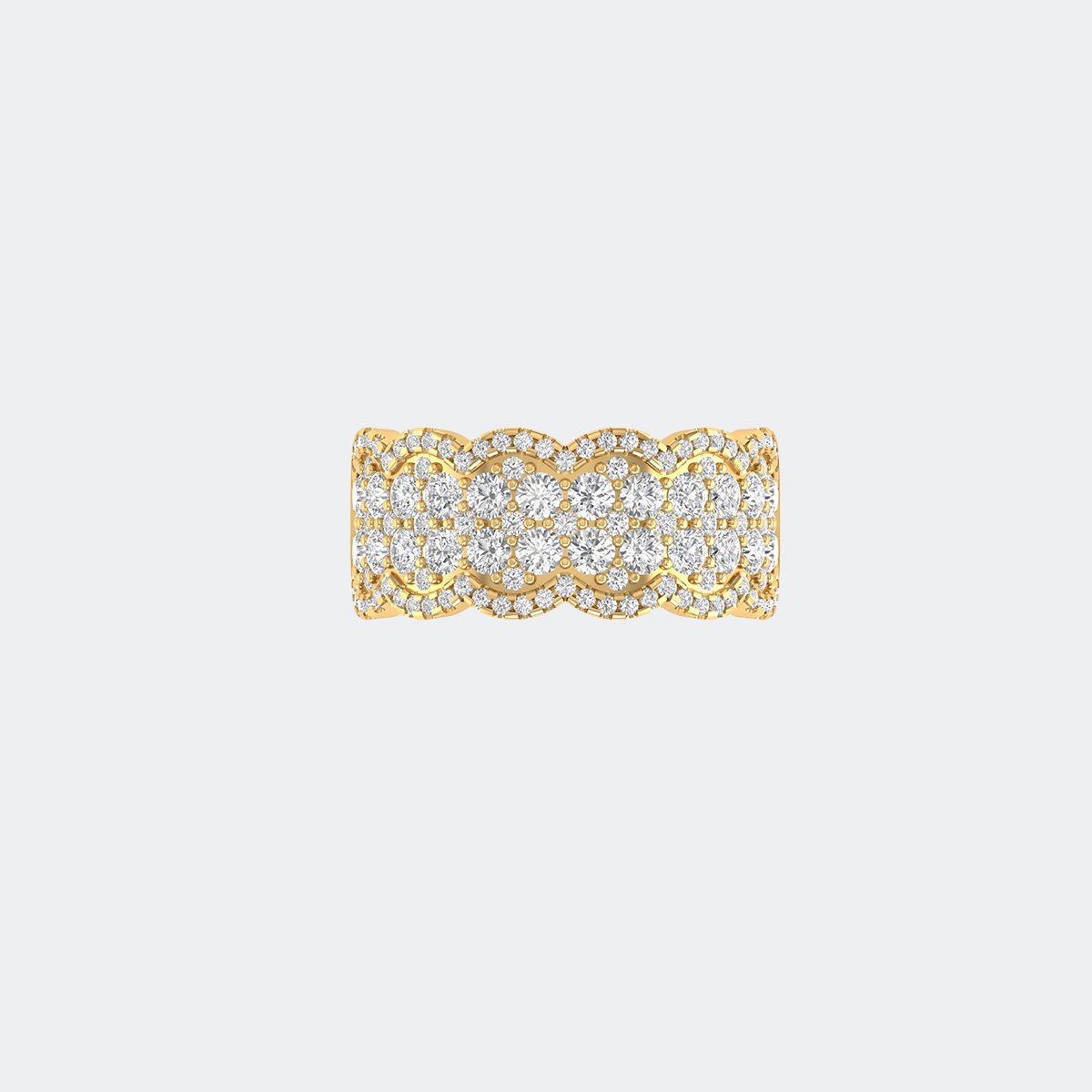 2.00CTW Round Cut Cluster Set Double Row Statement Ring