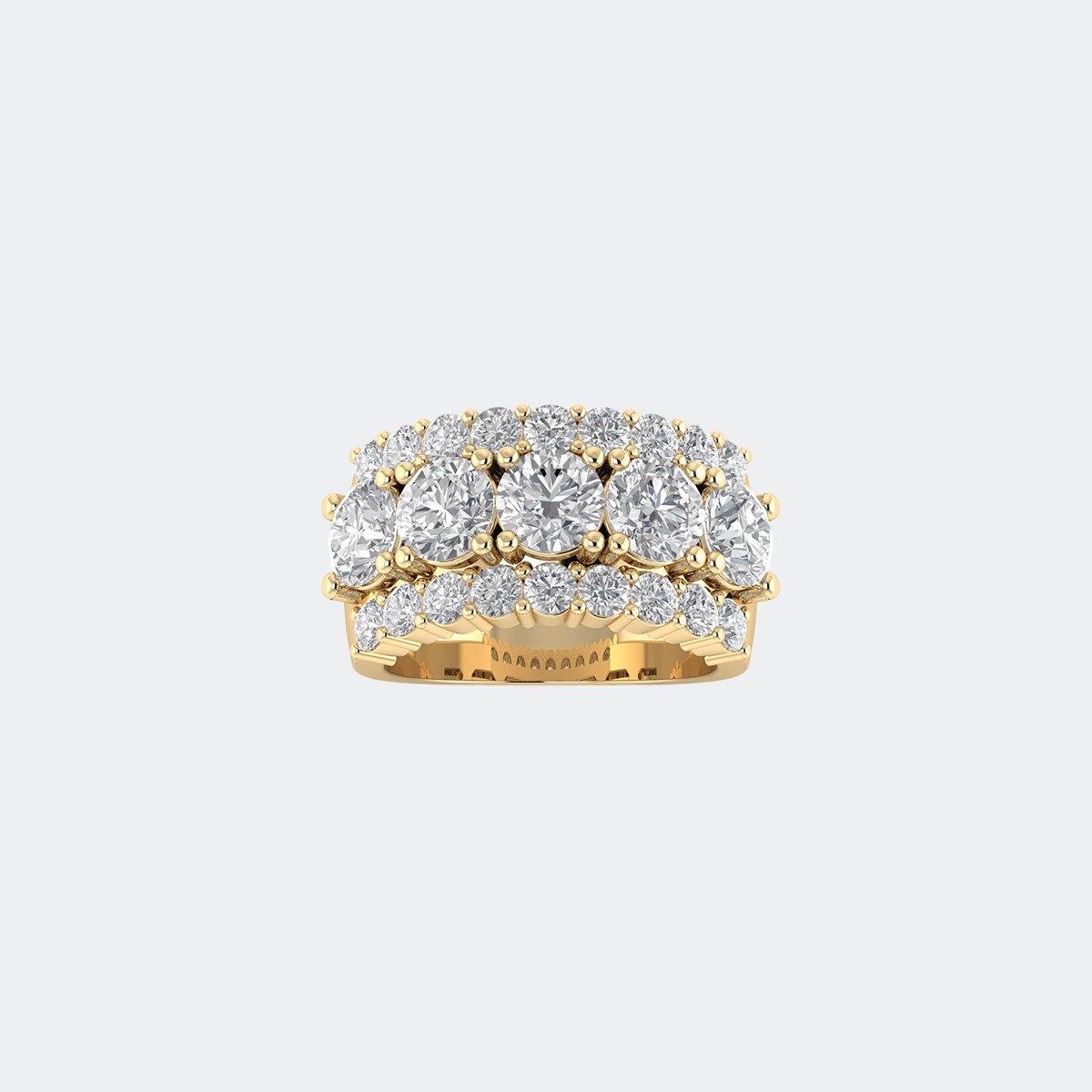 2.70CTW Round Cut Pave Prong Set Multi-Row Statement Ring