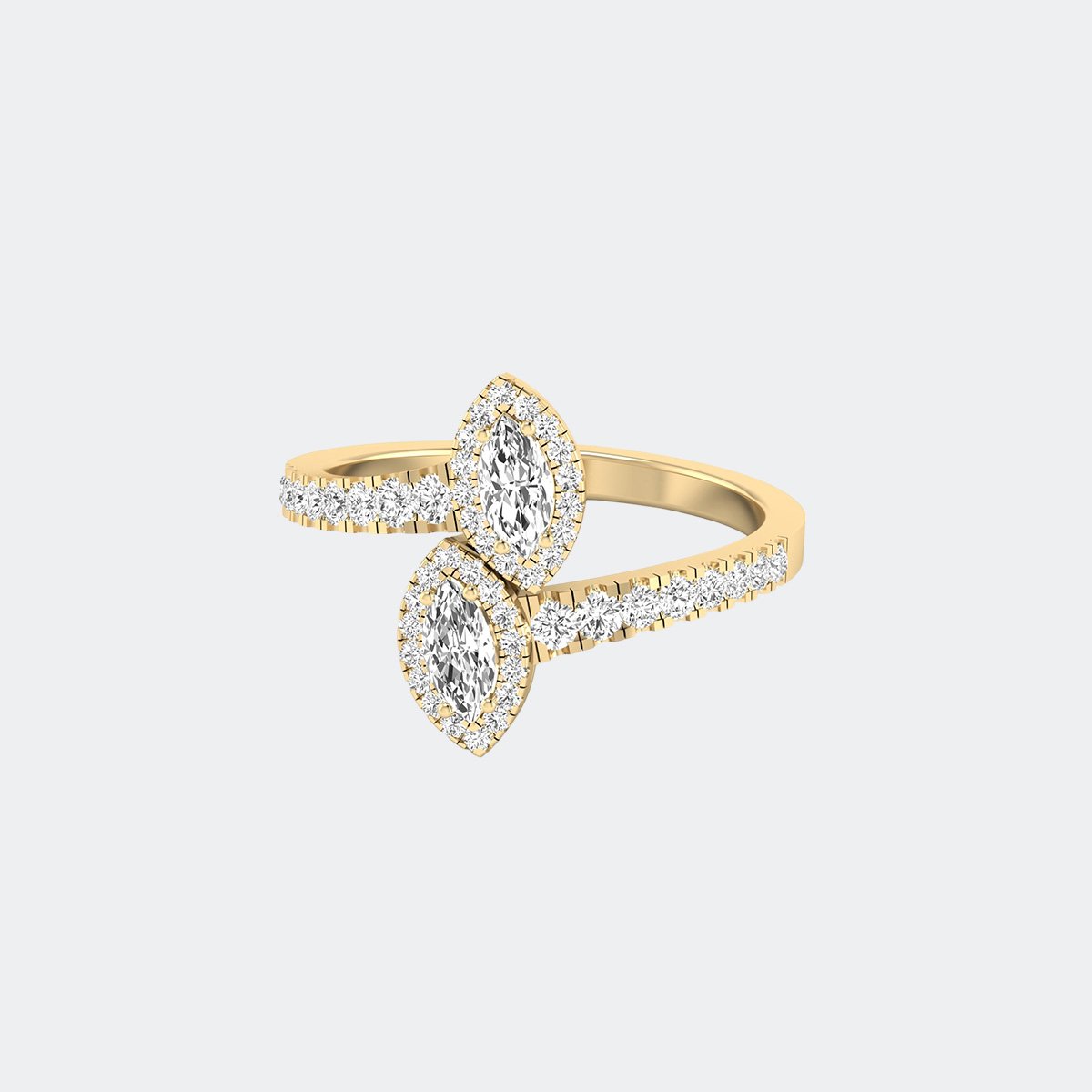 1.00CTW Round Cut Pave Set Cluster Marquise Ring