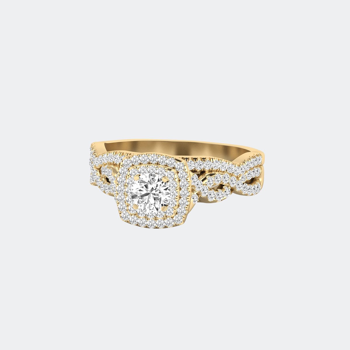 1.00CTW Round Solitaire Ring - Twisted Pav? Halo