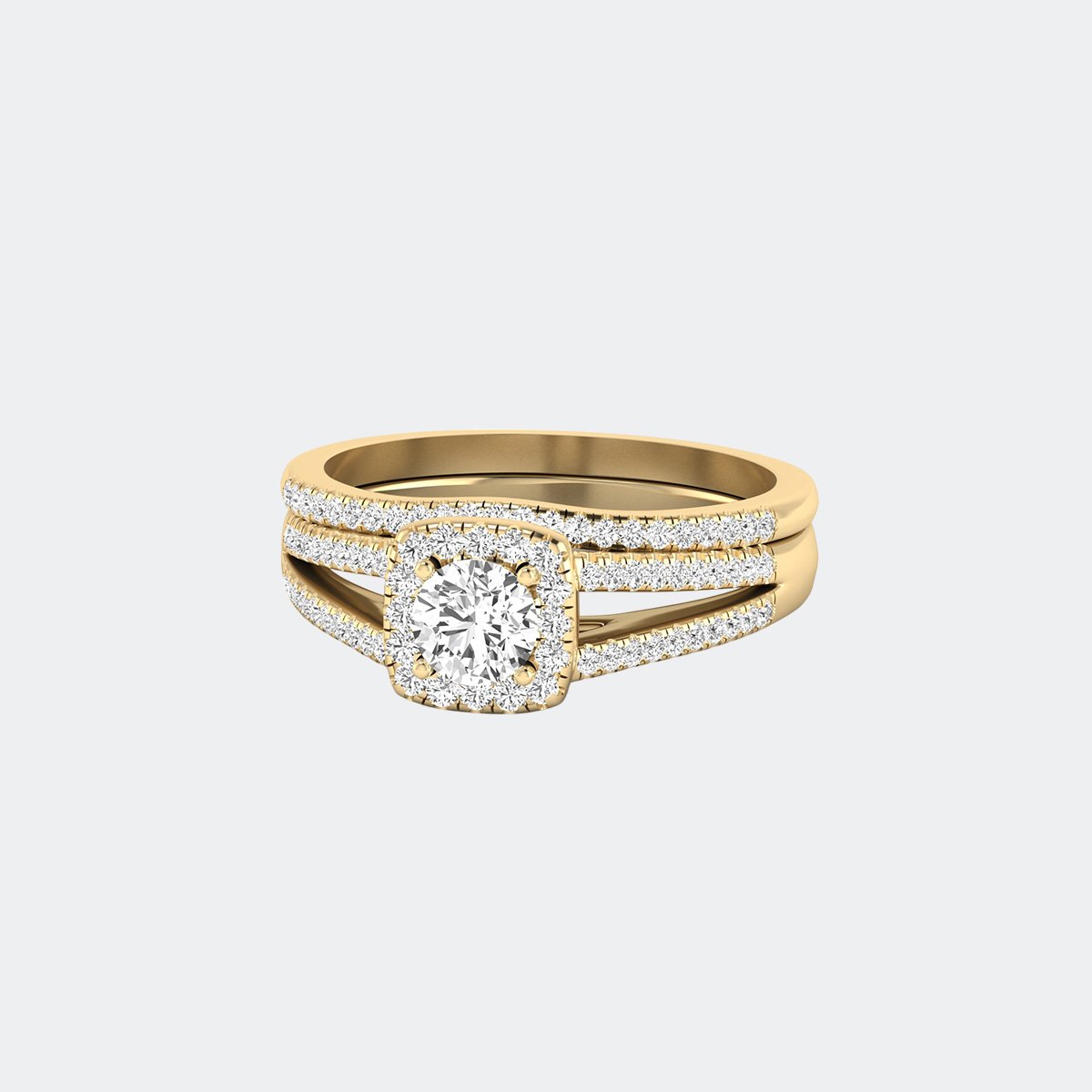 1.00CTW Round Solitaire Ring - Split-Shank Halo