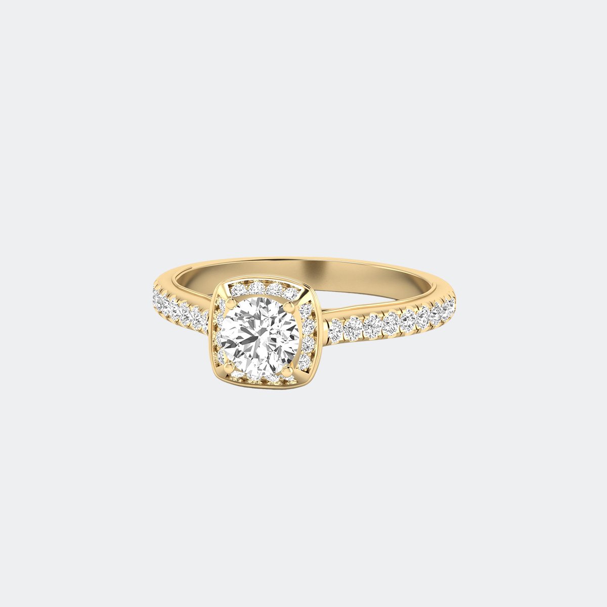 1.20CTW Round Solitaire Ring - Halo Pav? Shoulder