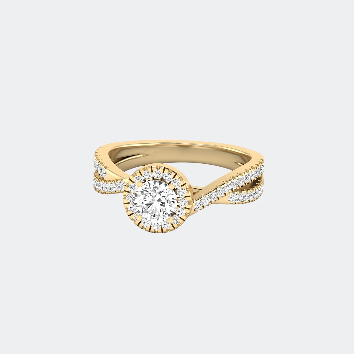 1.00CTW Round Solitaire Ring - Twisted Pav? Halo