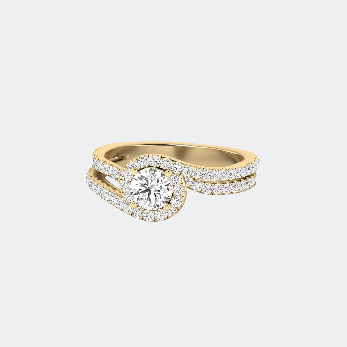 1.45CTW Round Solitaire Ring - Twisted Pav? Halo