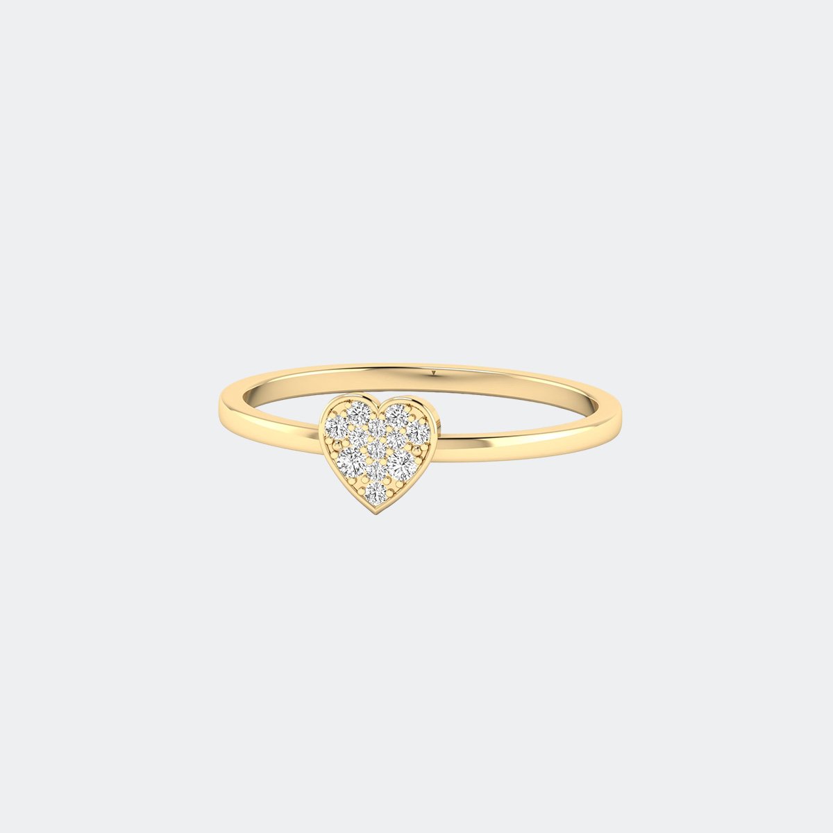 0.25CTW Round Cluster Heart Pave Setting Minimalist Ring