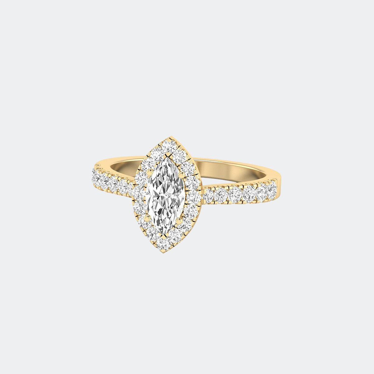 0.35CTW Marquise Cut Solitaire Ring - Halo Pav? Band