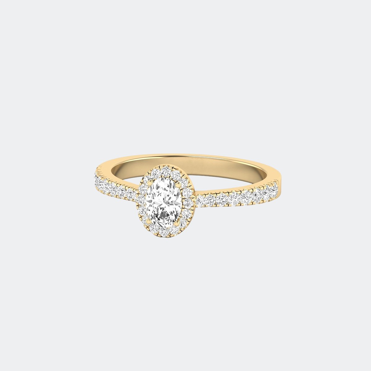 0.70CTW Oval Cut Solitaire Ring - Halo Pav? Band