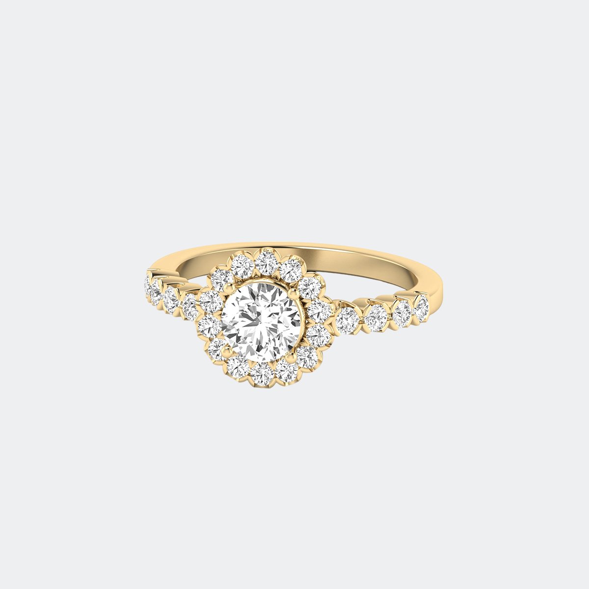 1.00CTW Round Solitaire Ring - Vintage Accent Halo