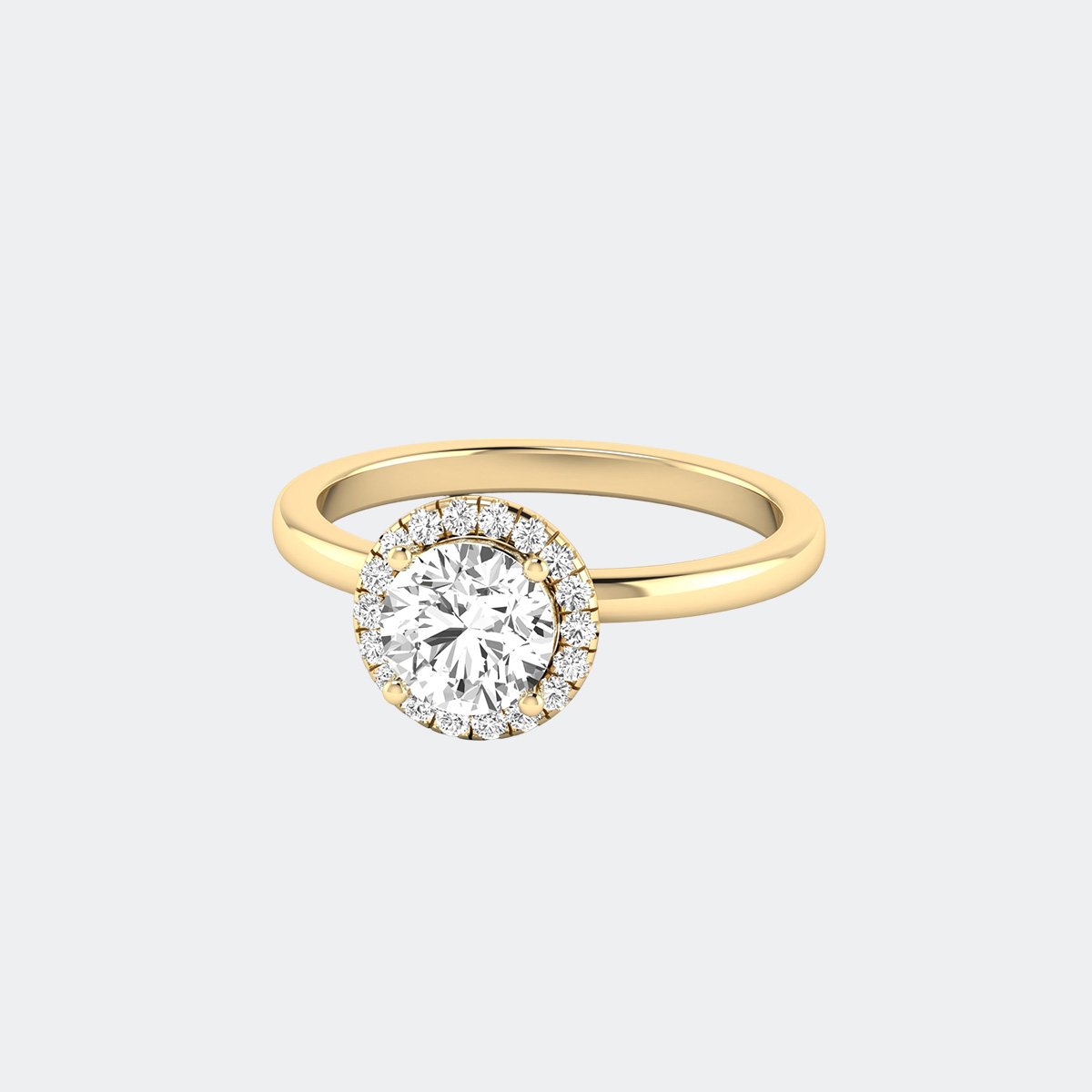 0.50CTW Round Solitaire Ring - Halo Simple Band
