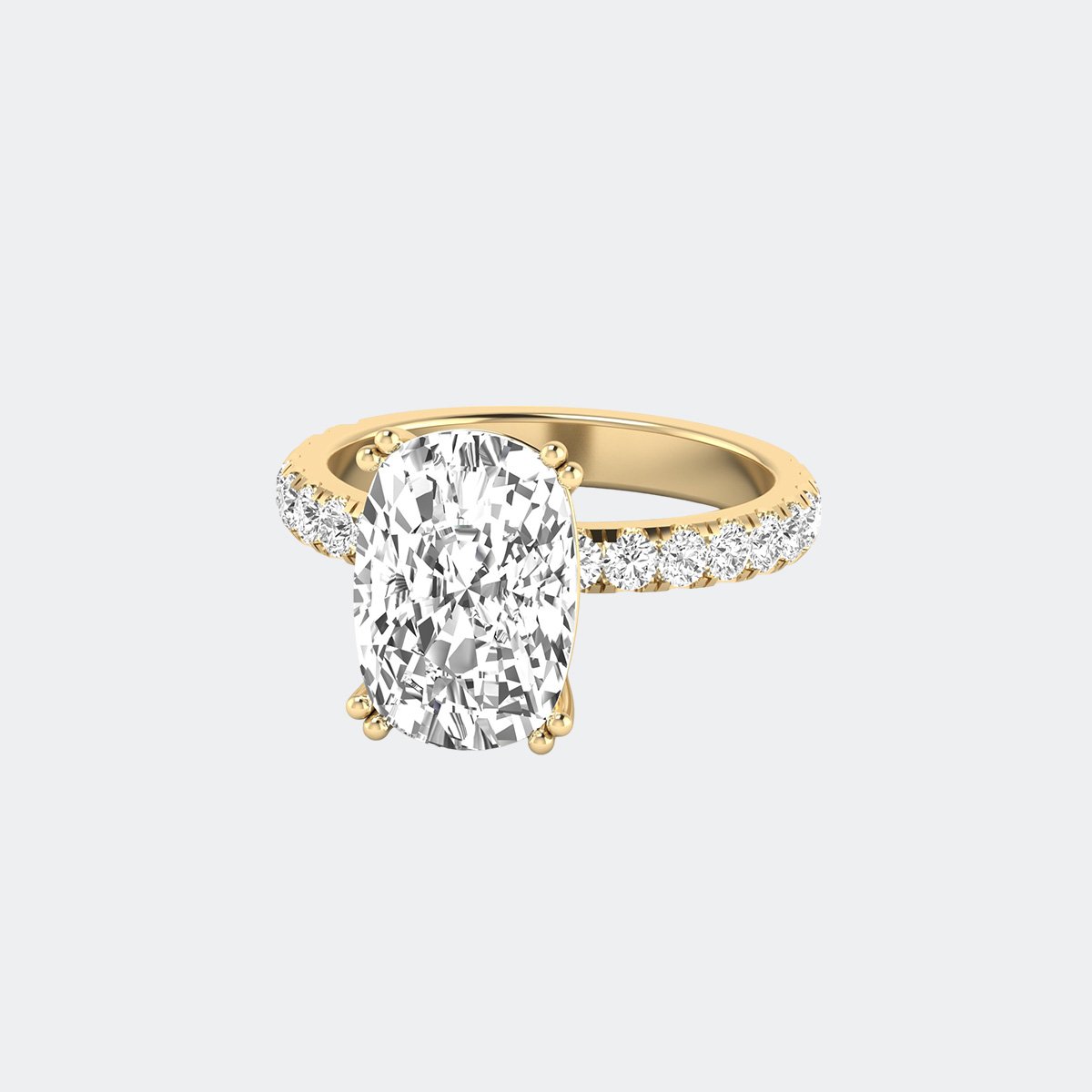 2.65CTW Cusion Cut Solitaire Ring - Pav? Band